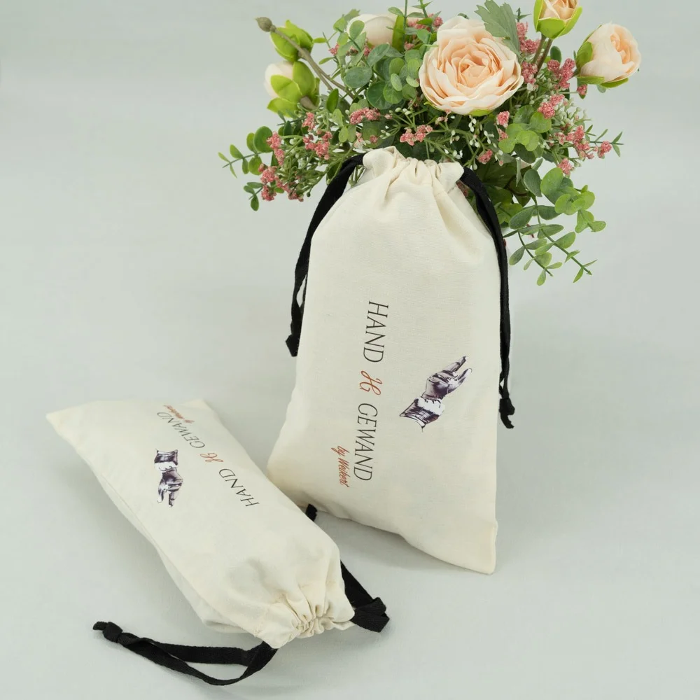 Sustainable Fashion Reusable Cotton Drawstring bag for gloves - CT23R022 - Detail