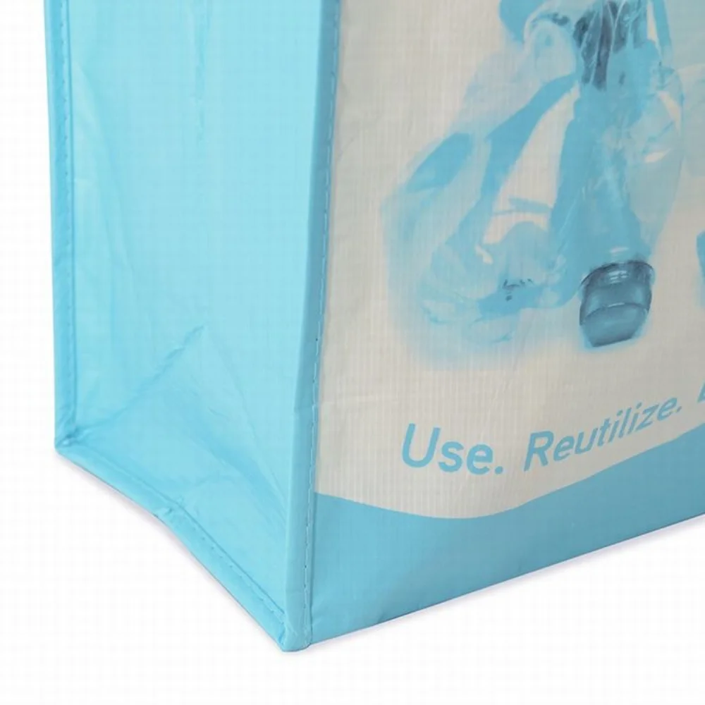 Custom Printed Waterproof 100% Reusabled Fashion Laminated Polypropylene Rpet Shopping Tote Bag With PP Webbing - JR22PT01 - Detail