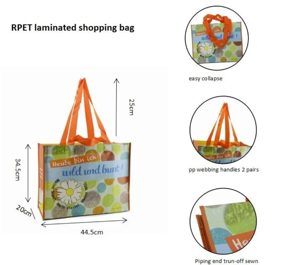 Supermarket rpet stitchbond fabric laminated bag for shopping - JR22PT06 - Detail