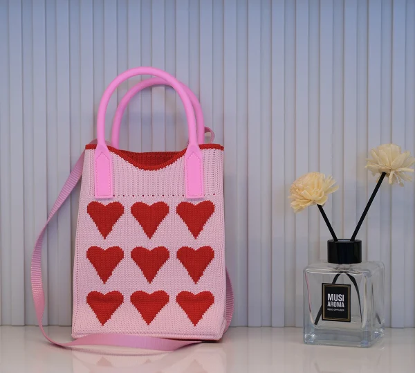 2023 new fashion autumn winter wholesale custom reusable chunky knitted shoulder mine bag for kids and girls - KS2301 - Detail