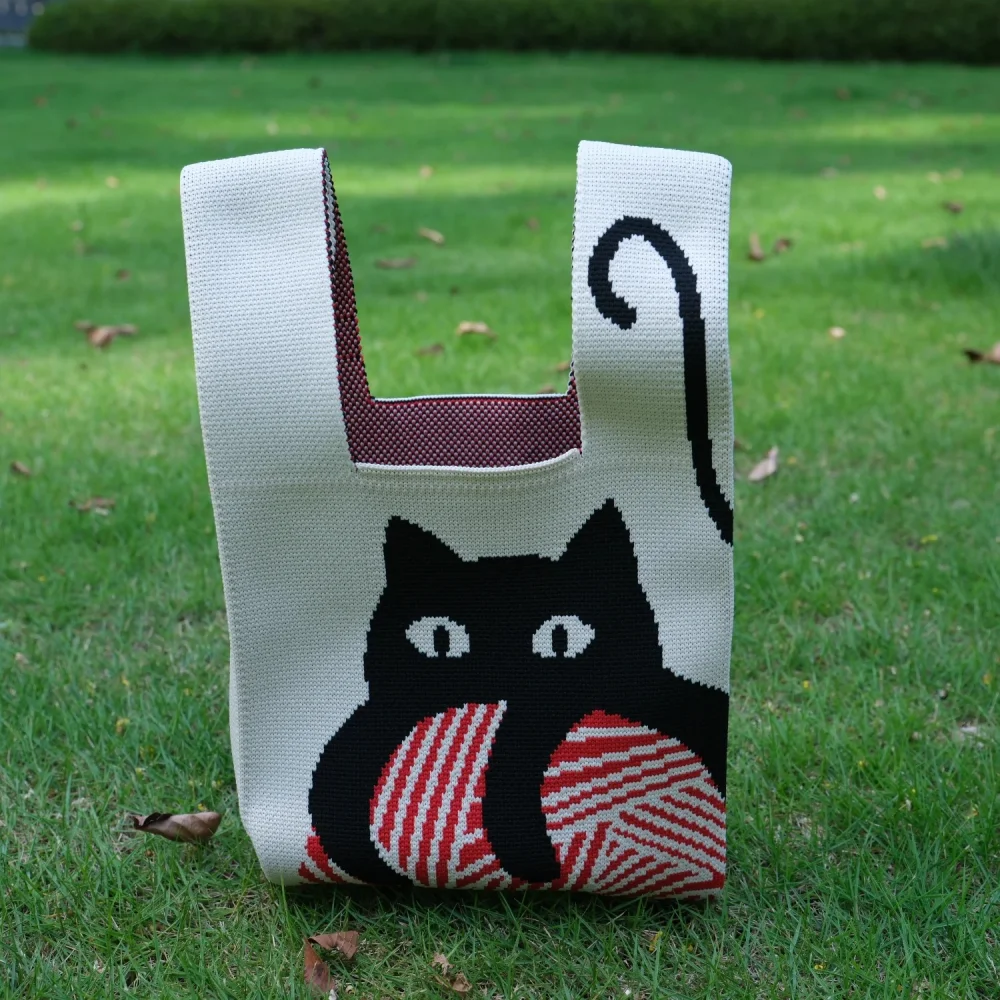 Custom Design Crochet knitted Handbag Fashion Ladies Knitted Tote Bag - KT-A07 - Detail